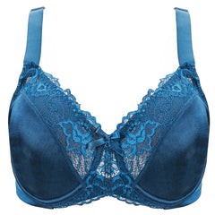 Plus Size Floral Lace Minimizer Bra | Underwire Full Coverage Non-Padded Everyday