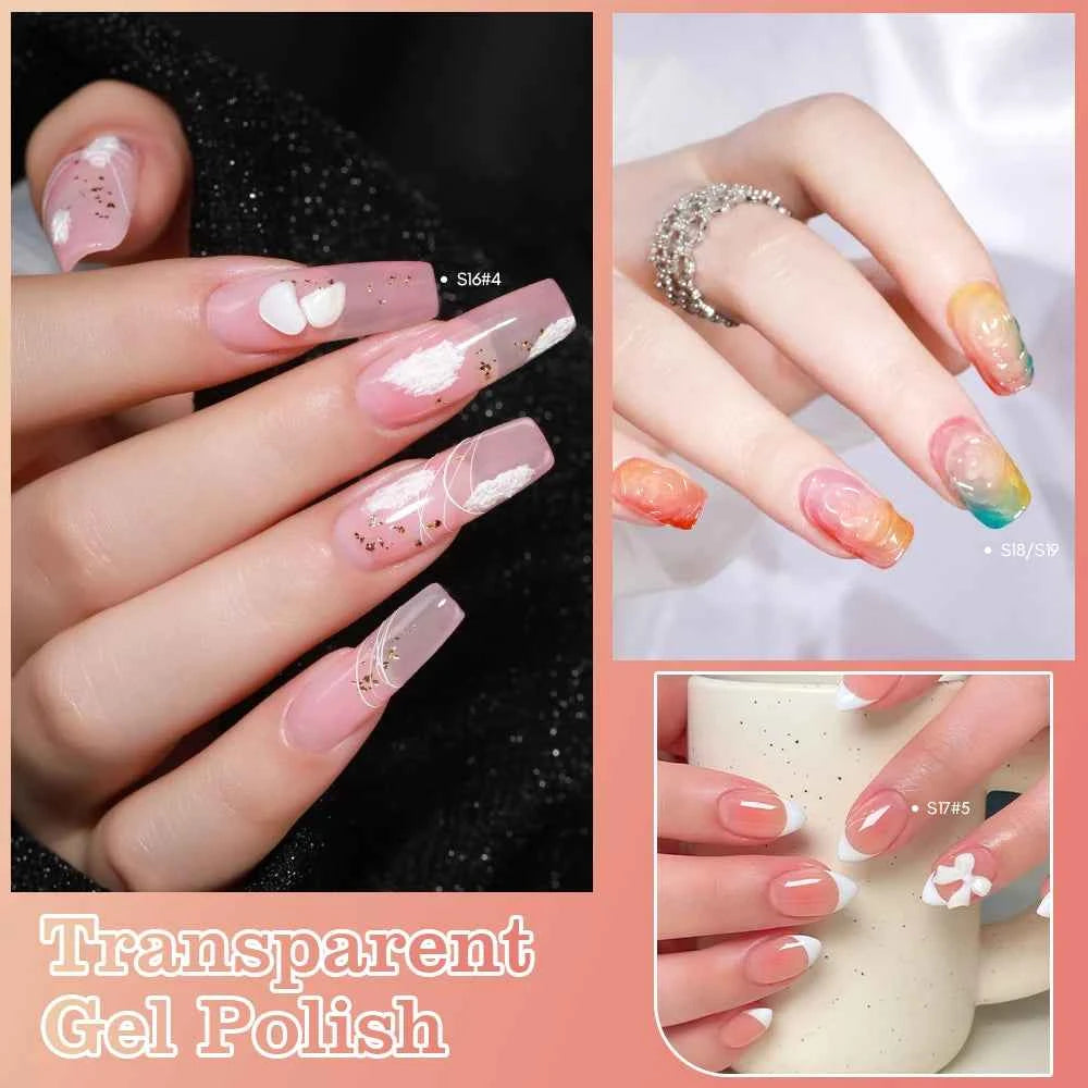 6 Piece Nude Pink Jelly Gel Collection – 15ml Professional Translucent "Syrup" Nail Art System