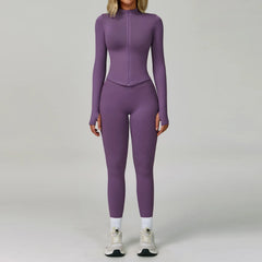 Women's 2/3-Piece Seamless Yoga Set | Gym Workout Suit Fitness Bra Crop Top Long Sleeve Leggings