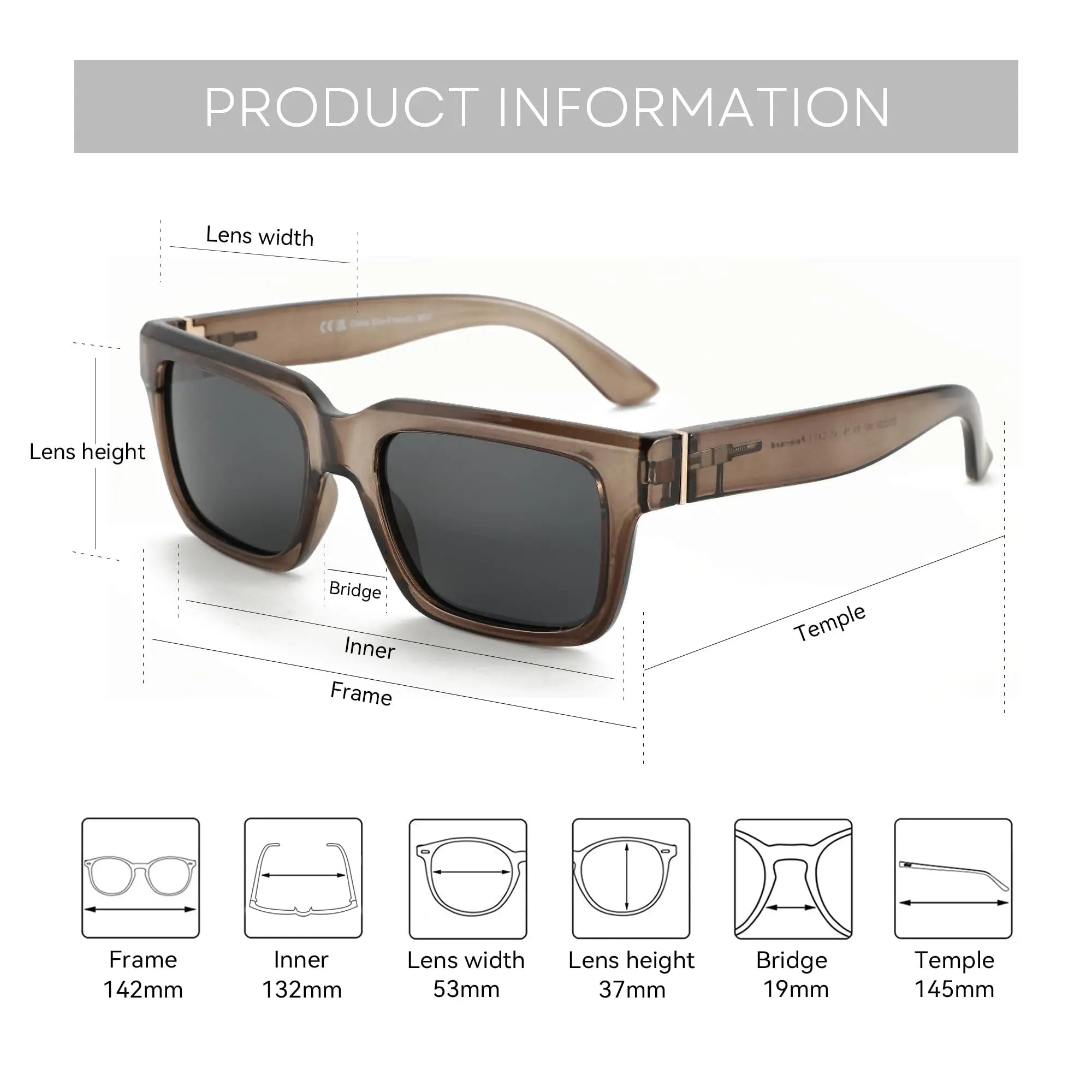 Retro Rectangle Polarized Sunglasses by Snagg It Sunglasses