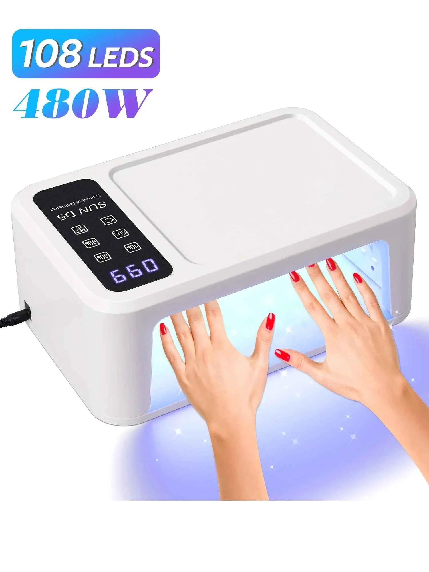 Ultra High Power 480W Professional UV/LED Nail Station – 108 LED Beads & Skin Whitening Red Light Mode