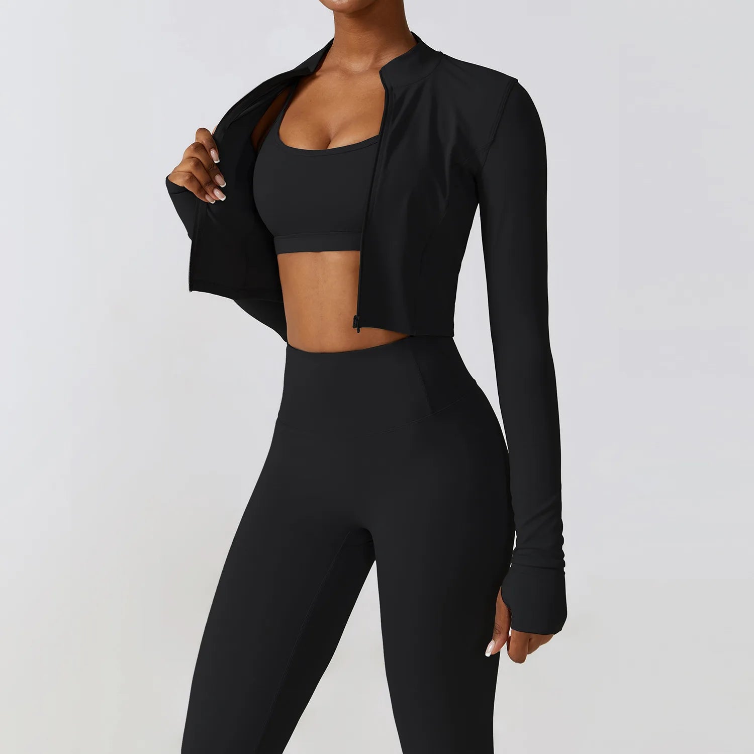 Women's 2/3-Piece Yoga Suit | Fitness Bra Crop Top Long Sleeve Gym Legging Athletic Sportswear