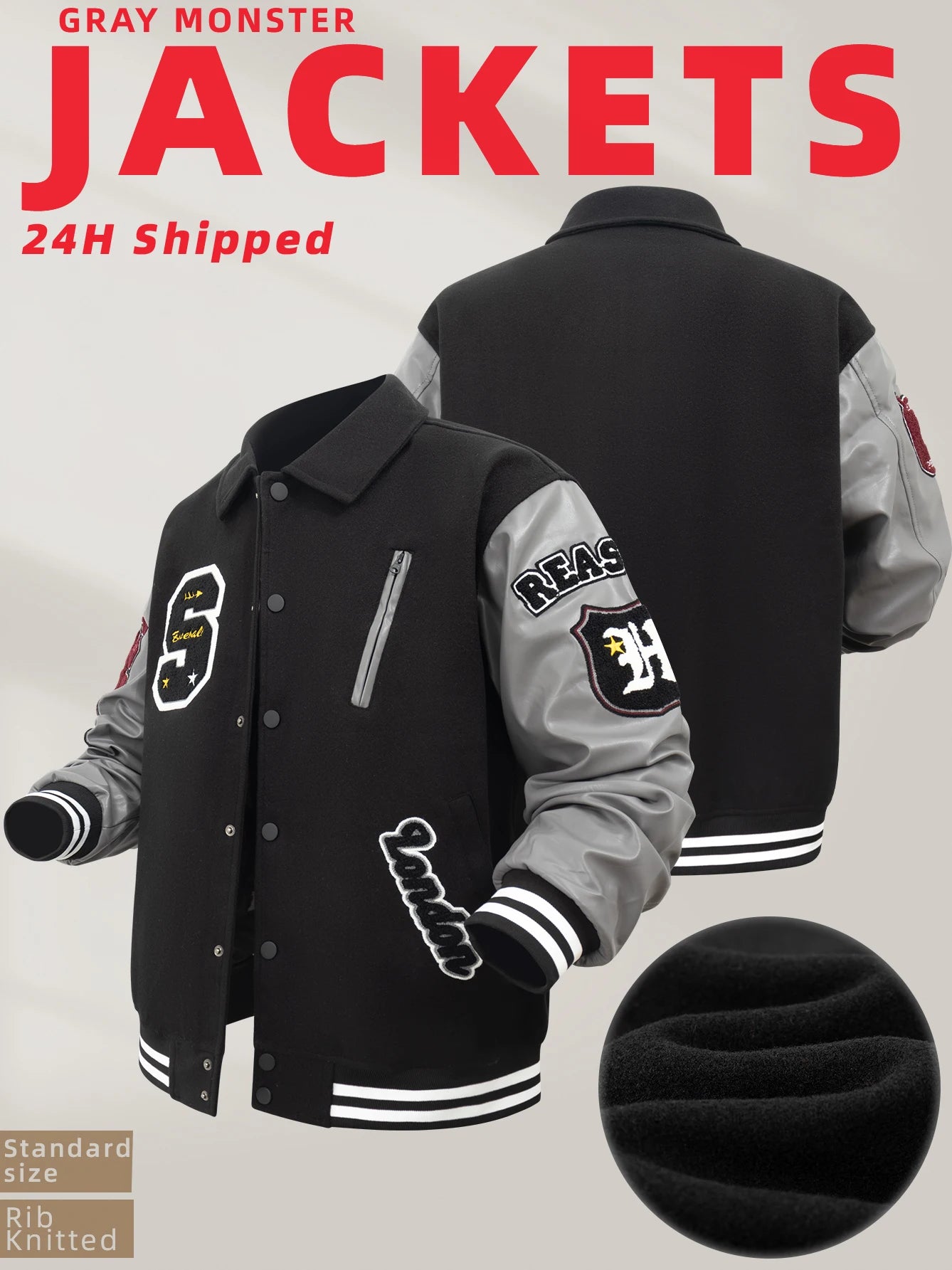 Men’s Vintage Letter Embroidery Bomber Jacket by Snagg A Jacket