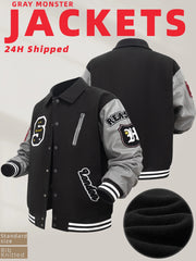 Men’s Vintage Letter Embroidery Bomber Jacket by Snagg A Jacket