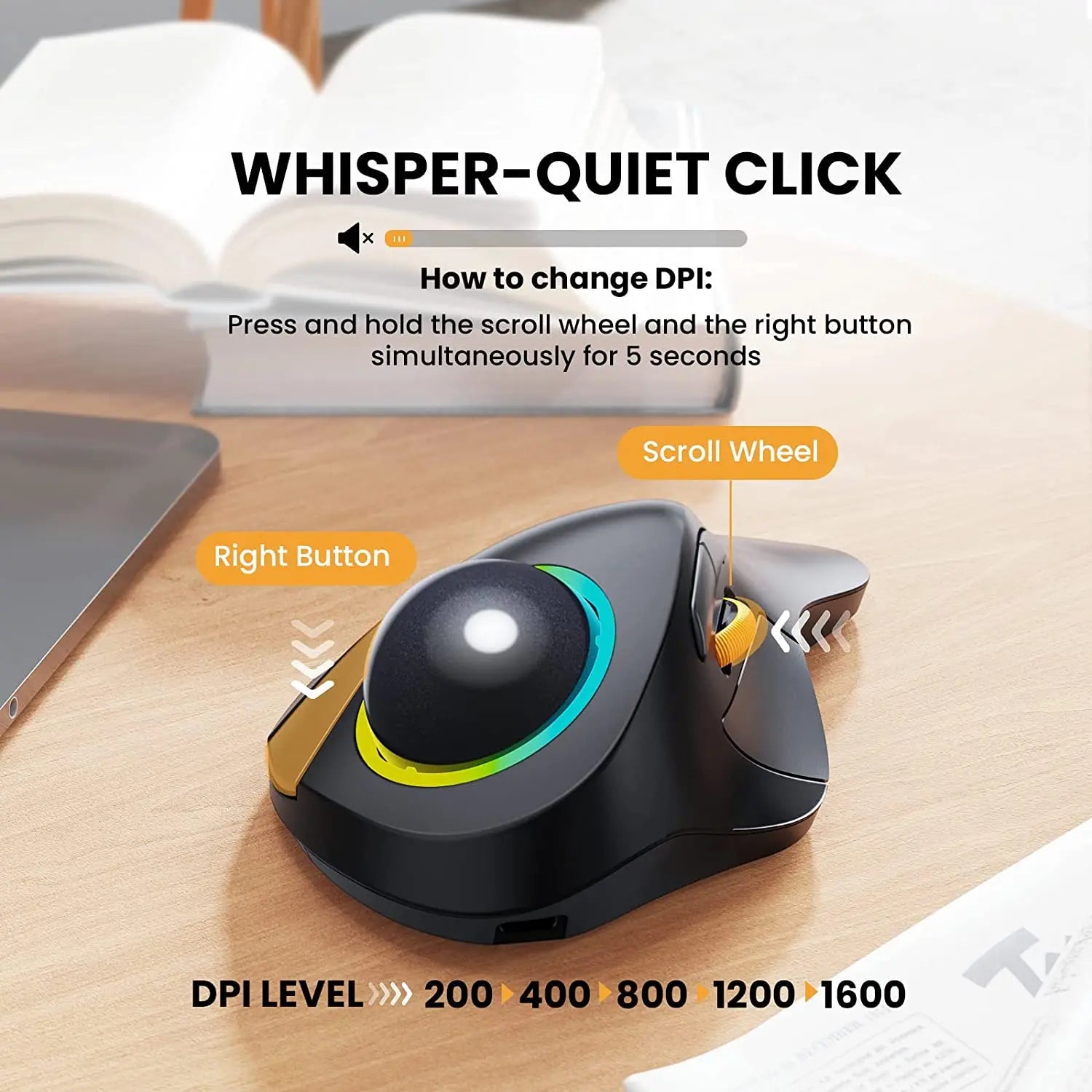 Wireless Trackball Mouse Rechargeable RGB Design with Bluetooth & 2.4G Connection by Snagg A Gaming Mouse
