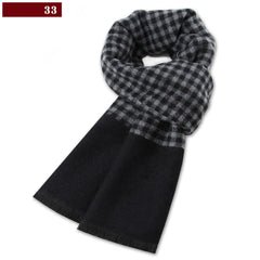 Men’s Luxury Wool Scarf — Cashmere Silk Blend Winter Plaid Shawl