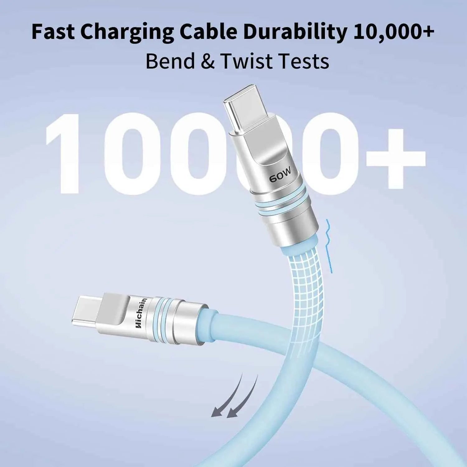 USB-C to USB-C 60W PD Fast Charging Cable | Liquid Silicone 1.2M/2M for iPhone Laptop Samsung Xiaomi Huawei
