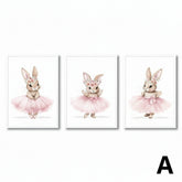 3pcs Ballerina Bunny Canvas Prints by Snagg A Print