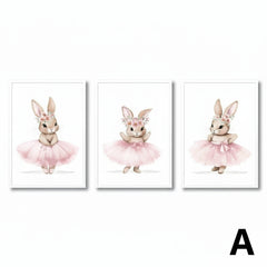 3pcs Ballerina Bunny Canvas Prints by Snagg A Print