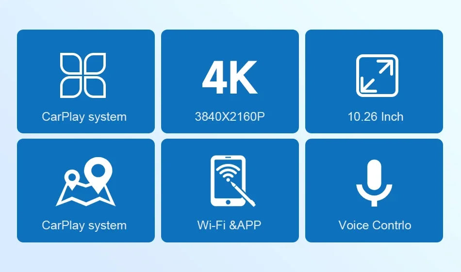 10.26" 4K Dash Cam And Rearview Mirror Car Video Player with Wireless CarPlay by Snagg A Car DVR