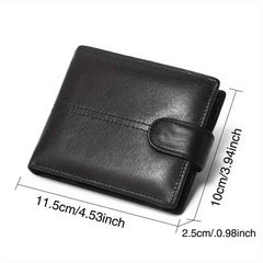Genuine Leather RFID Anti-Theft Short Wallet with Coin Purse & Multi-Slot