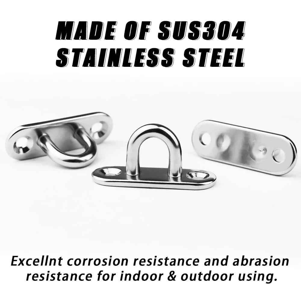 Stainless Steel Elliptical Wall Hooks | Heavy-Duty U-Shaped Eye Plates 2/5/10pcs M5–M12