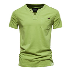 Cotton-Lycra V-Neck Tee | High-Elasticity Summer Essential
