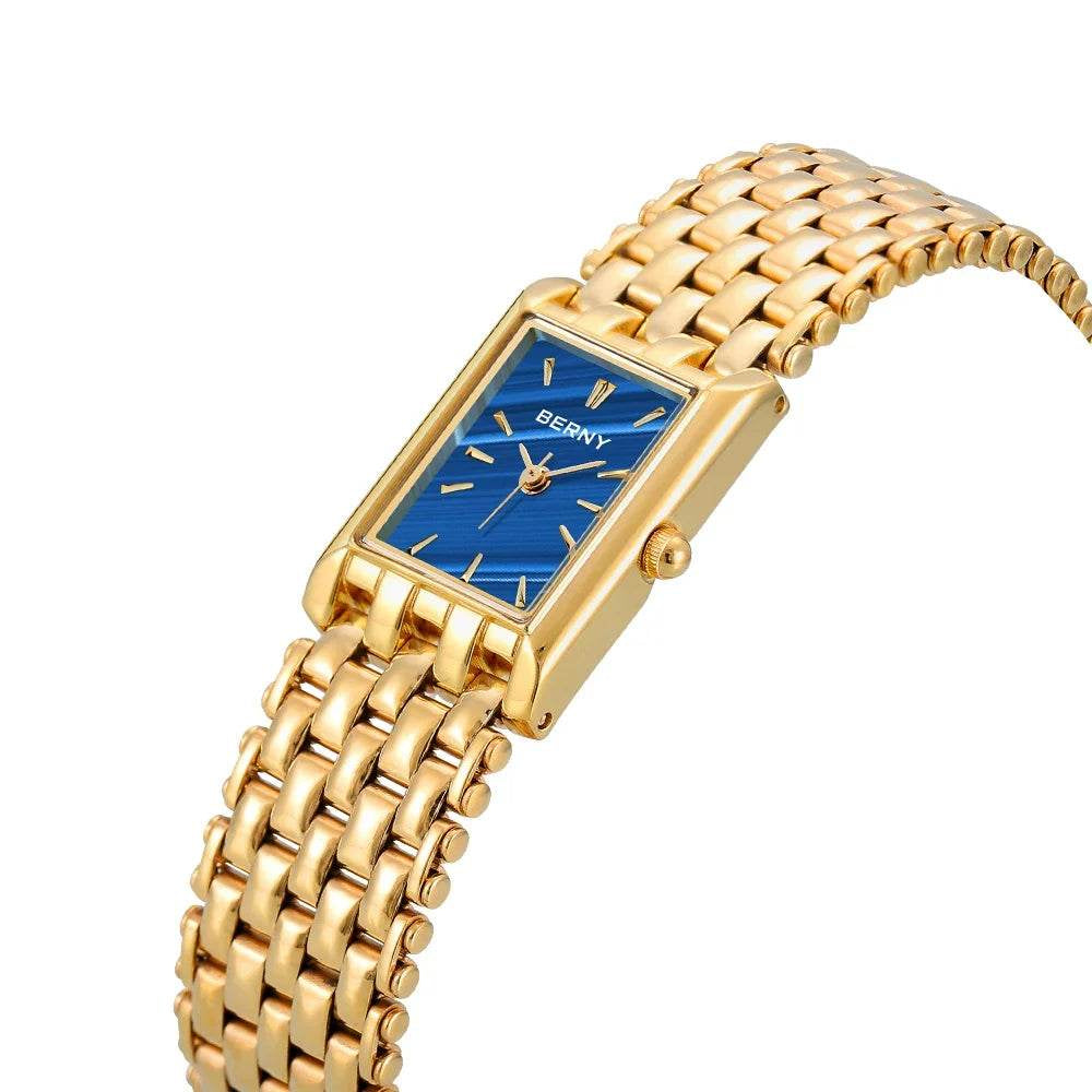 BERNY Women’s Rectangle Gold Quartz Watch - SnaggIt