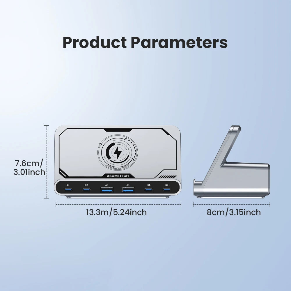 160W GaN 7-in-1 USB Charging Station | Wireless + 65W 45W PPS PD Fast Charger MacBook iPad iPhone Samsung