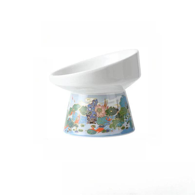 Ceramic Cat Bowl Feeder with Raised Stand - SnaggIt