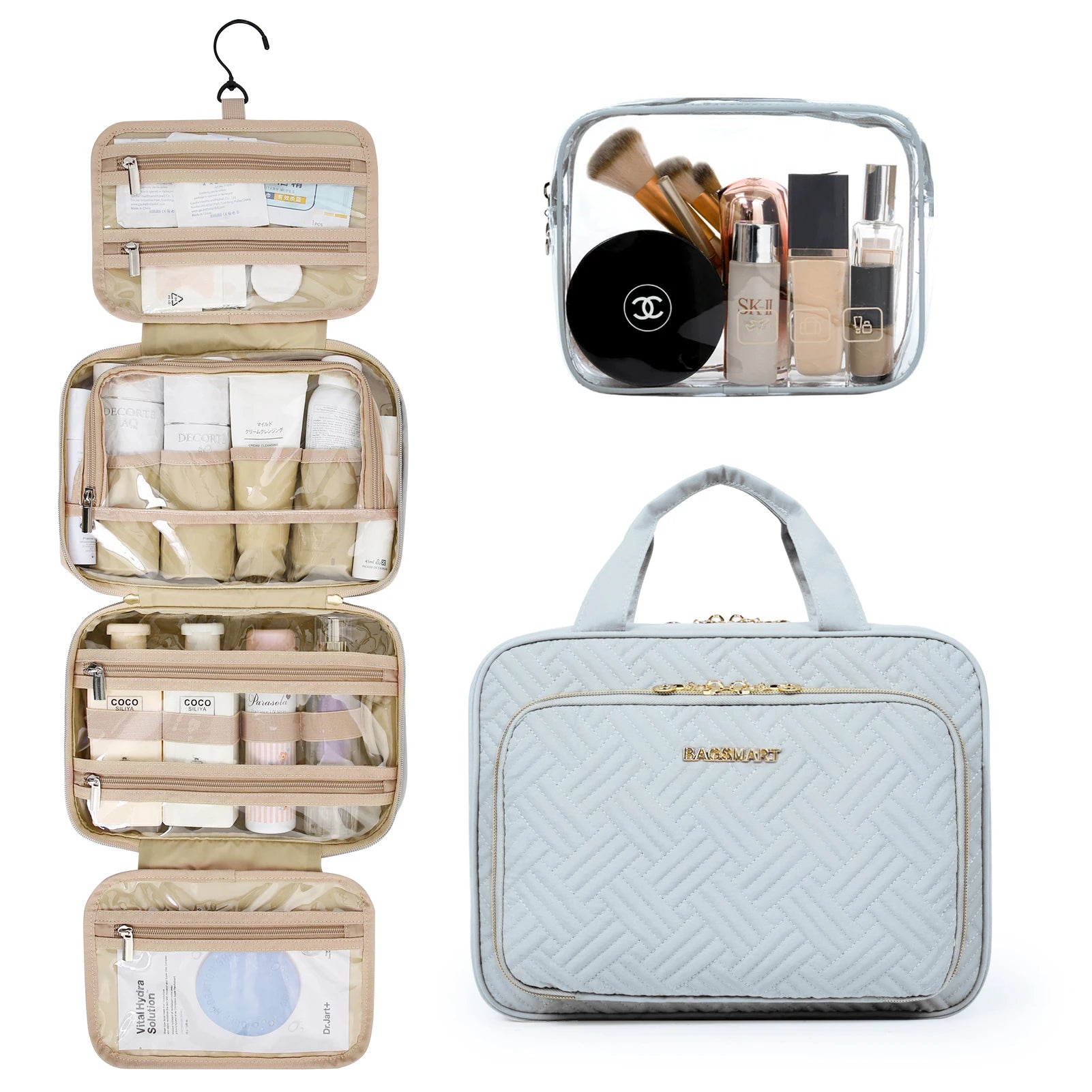 2-Piece Multifunction Makeup & Cosmetic Bag Set – Large Capacity Portable Travel Organiser for Women