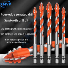 Four Edge Serrated Eccentric Drill Bit Set & High Hardness Multi Material Dry Drilling Bits