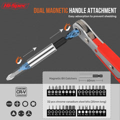 1/4" & 3/8" Ratchet Socket & Torque Wrench Set – Cr-V Steel Sockets & Screwdriver Bits for Automotive & Home Repair