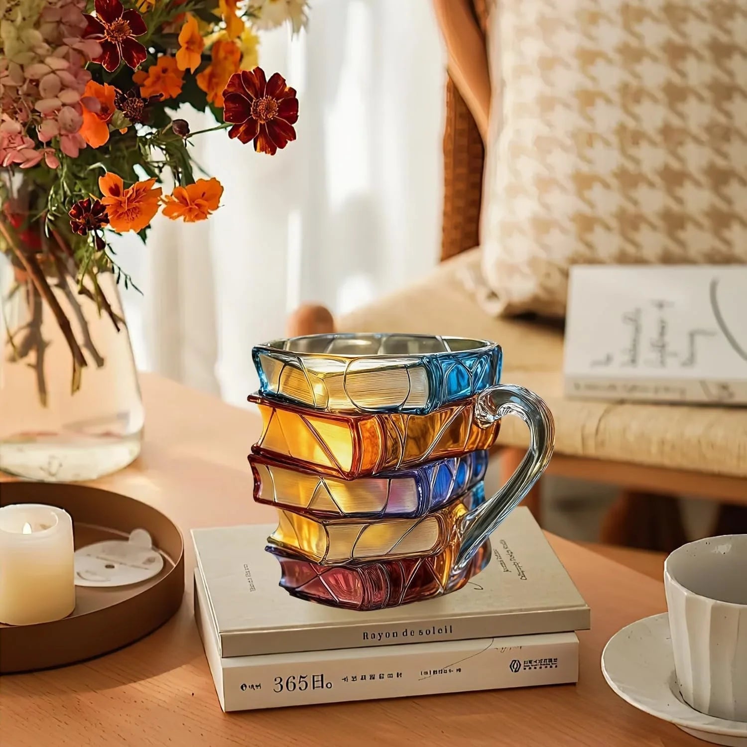Painted Book Mug Handmade Smart Large Capacity Home Mug by Snagg A Cup