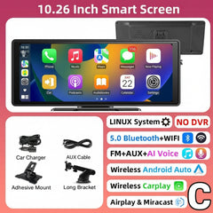 10"/11.26" 4K Dual Lens DVR with Wireless CarPlay by Snagg A Car DVR