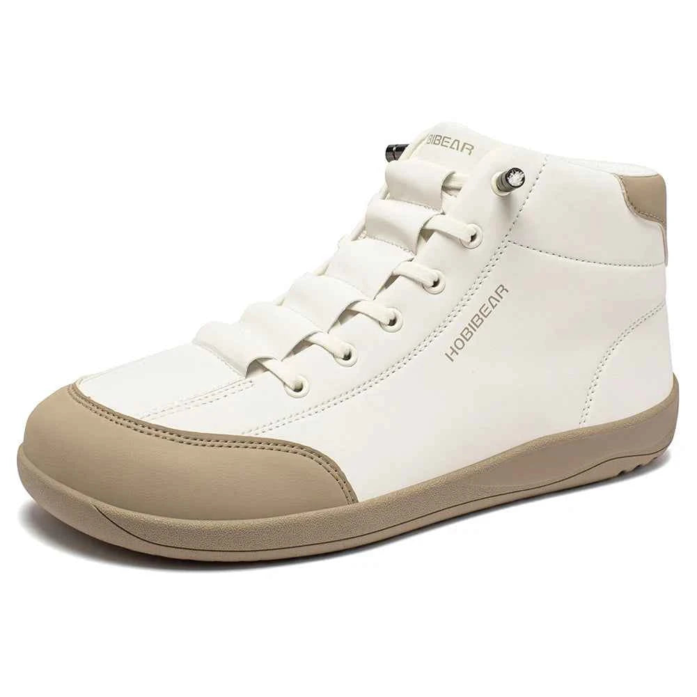 Wide Toe Barefoot Ankle Boots – Unisex Zero-Drop Mid-Top Shoes with Faux Leather Upper