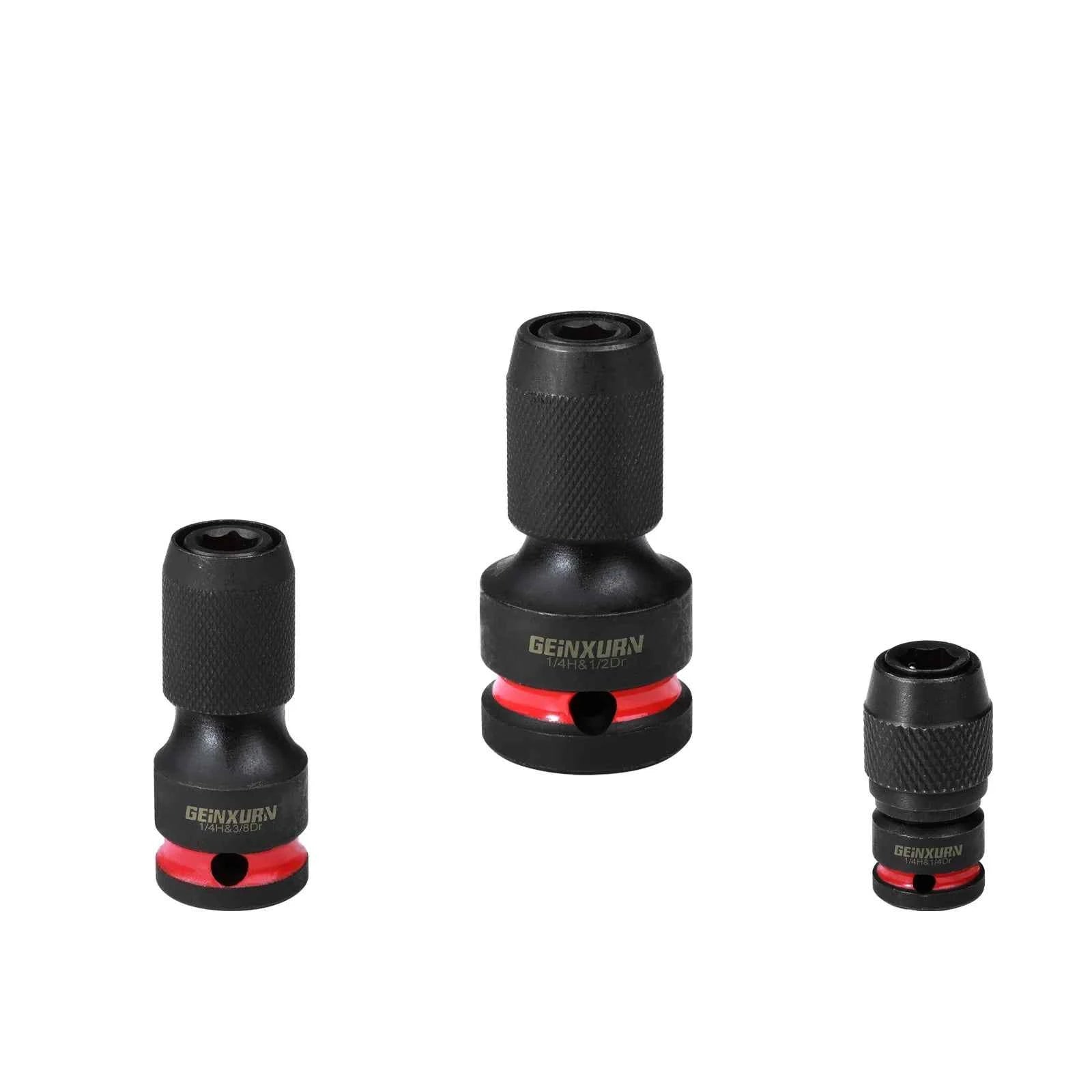 Impact Screwdriver Bit Holders 6pcs | 1/2" 3/8" 1/4" Square Drive to 1/4" Quick-Release Hex Adapter