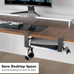Under Desk PS5 Mount Stand with Game Controller and Headphone Organizer Bracket by Snagg A PS Stand