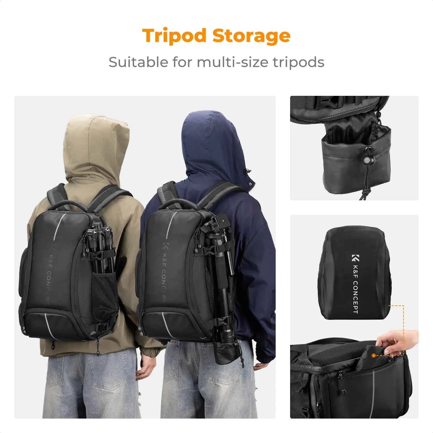 25L Waterproof Camera Backpack with Tripod Strap & Rain Cover – 15" Laptop