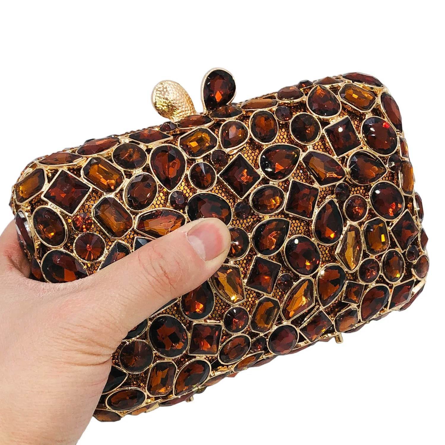 Brown Crystal Evening Clutch - SnaggIt