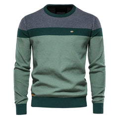 Men’s Spliced Cotton Pullover | Premium O-Neck Winter Knitted Sweater