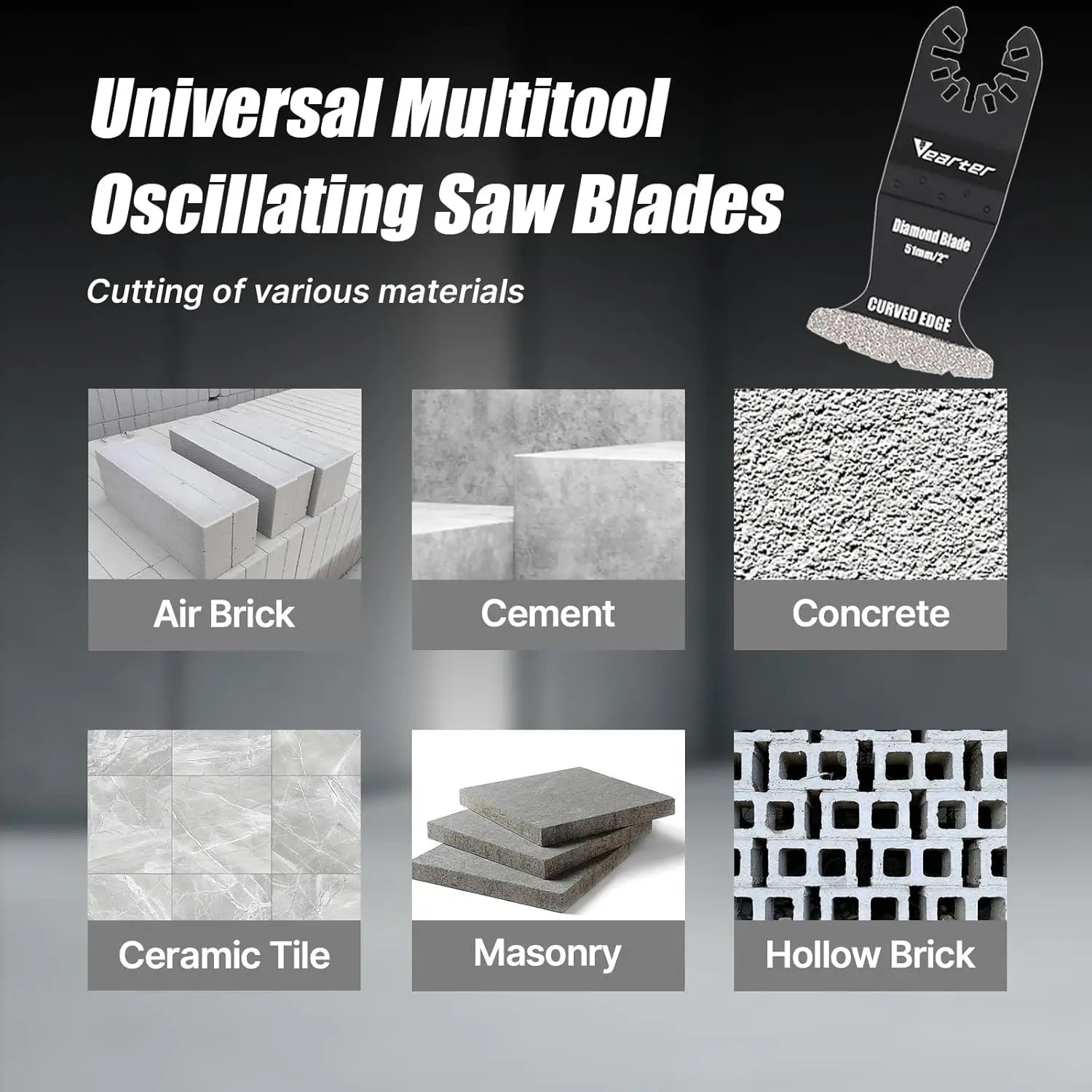 5pcs Diamond Multitool Blades with Adapter | Universal Quick-Release Grout Removal for Soft Tile Cement
