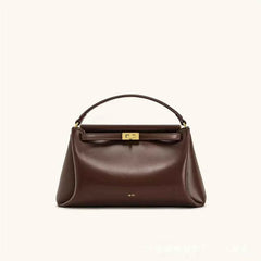 French-Style Snap Closure Women's Crossbody Bag – Small Exclusive High-End Genuine Leather Shoulder Bag