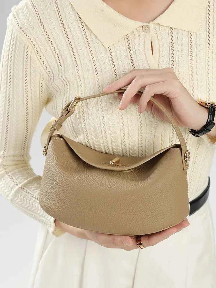 Genuine Leather Minimalist Crossbody Bag – Small Luxury Fashion Handbag & Shoulder Bag for Women (24×11×11cm)