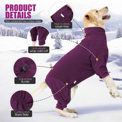 High-Collar Fleece Dog Jumpsuit – Windproof 4-Leg Winter Overalls for Large Dogs