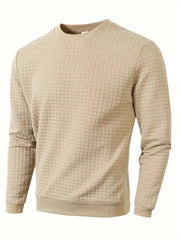 Men’s Jacquard Check Pullover | Autumn/Spring Crew Neck Knitted Sweater