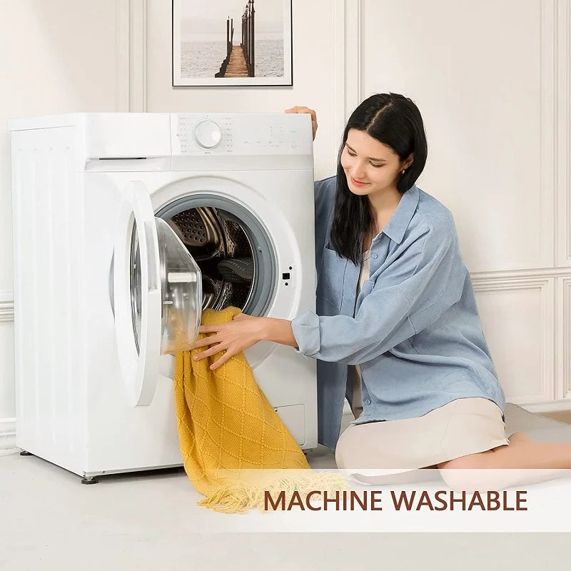 Knitted Throw Blanket – Cozy Comfort with Fringe by Snagg A Throw