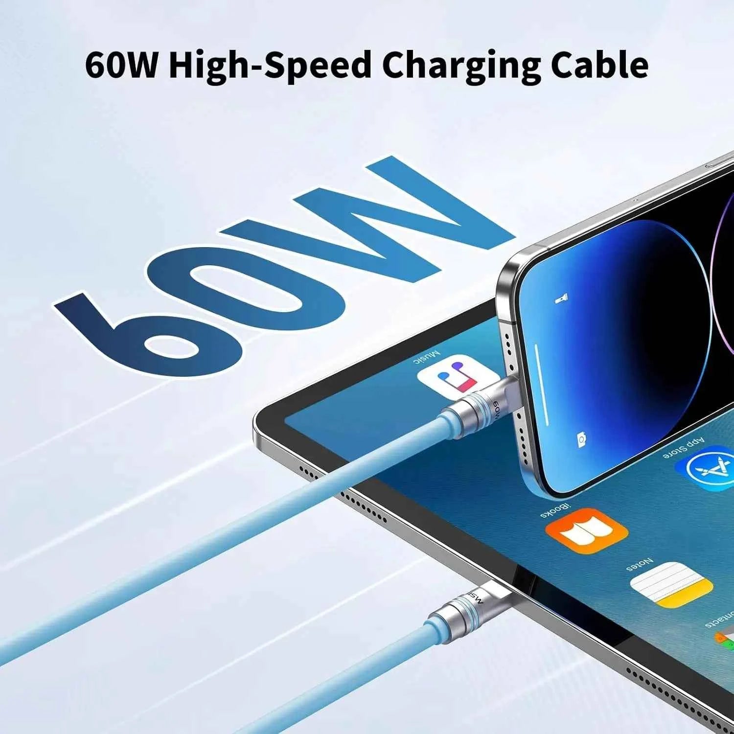 USB-C to USB-C 60W PD Fast Charging Cable | Liquid Silicone 1.2M/2M for iPhone Laptop Samsung Xiaomi Huawei