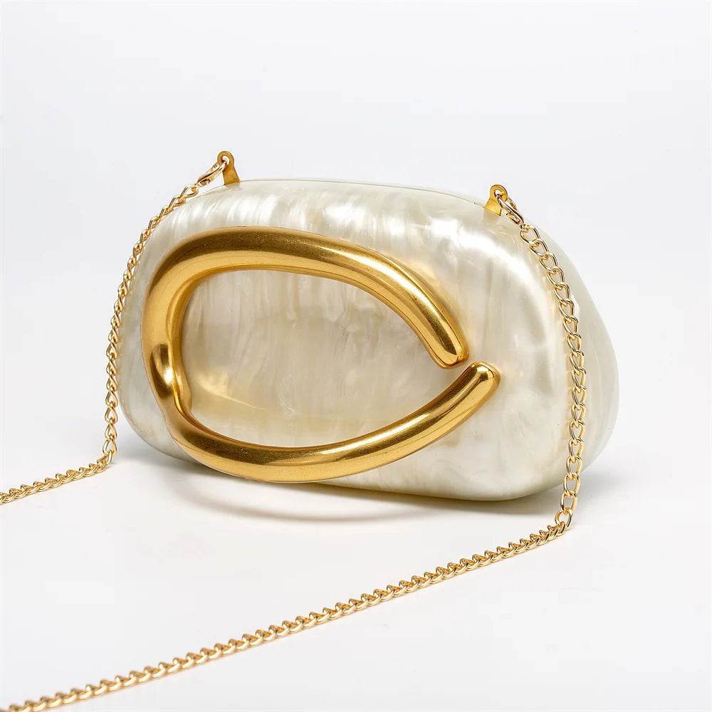 Brass Letter Acrylic Box Clutch - SnaggIt