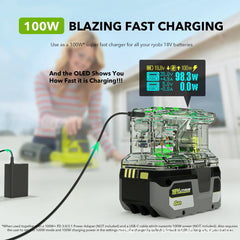Power source charger for Ryobi 18V batteries with OLED display – image 8