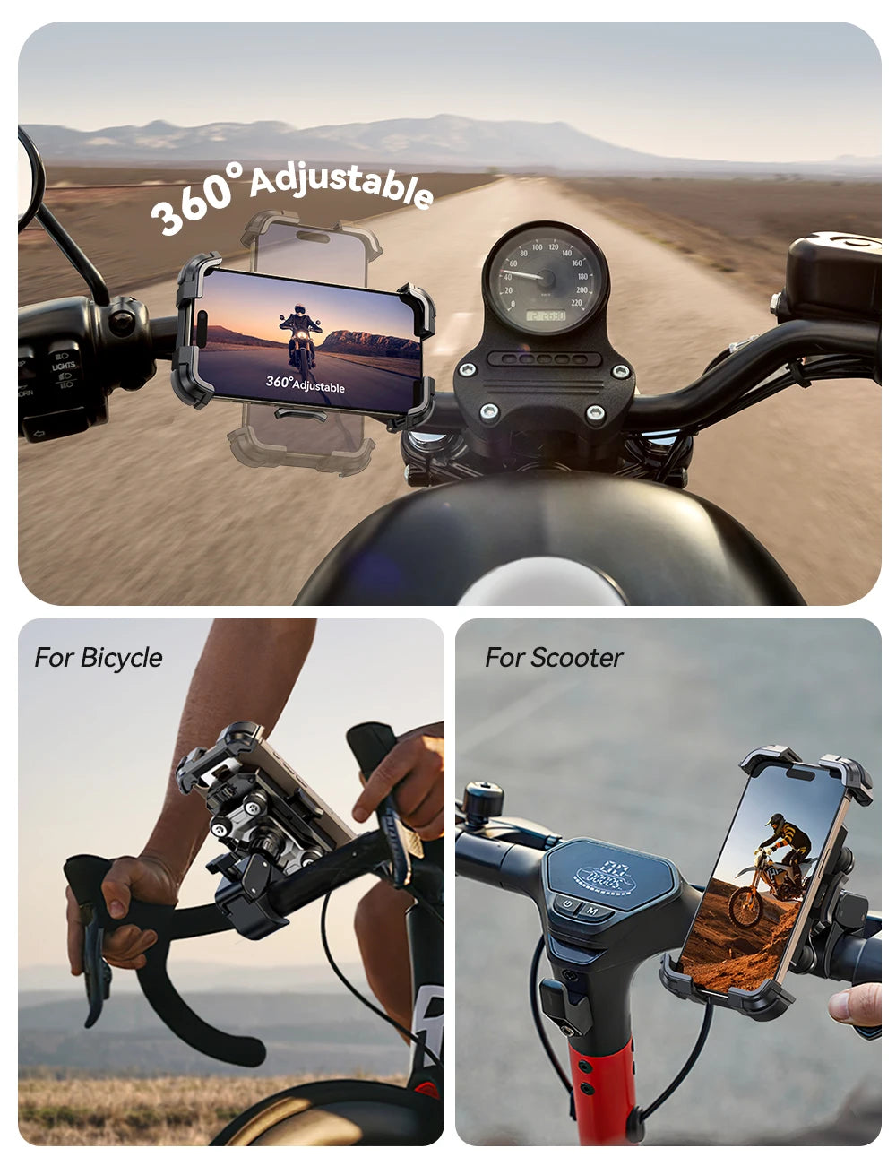 Anti Vibration Motorcycle & Bicycle Phone Holder by Snagg A Phone Holder