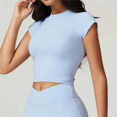 Women's Short Sleeve Tight Sports T-Shirt | Push-Up Breathable Yoga Running Gym Workout Top