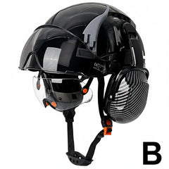 Carbon Fiber Pattern Safety Helmet With Earmuffs Double Goggles by Snagg A Safety Helmet