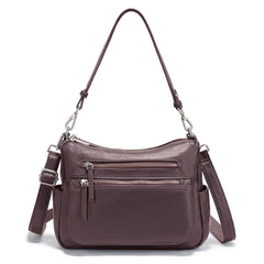 Cowhide Leather Multi-Pocket Crossbody Handbag – Fashion Shoulder & Commuter Shopper Bag for Women