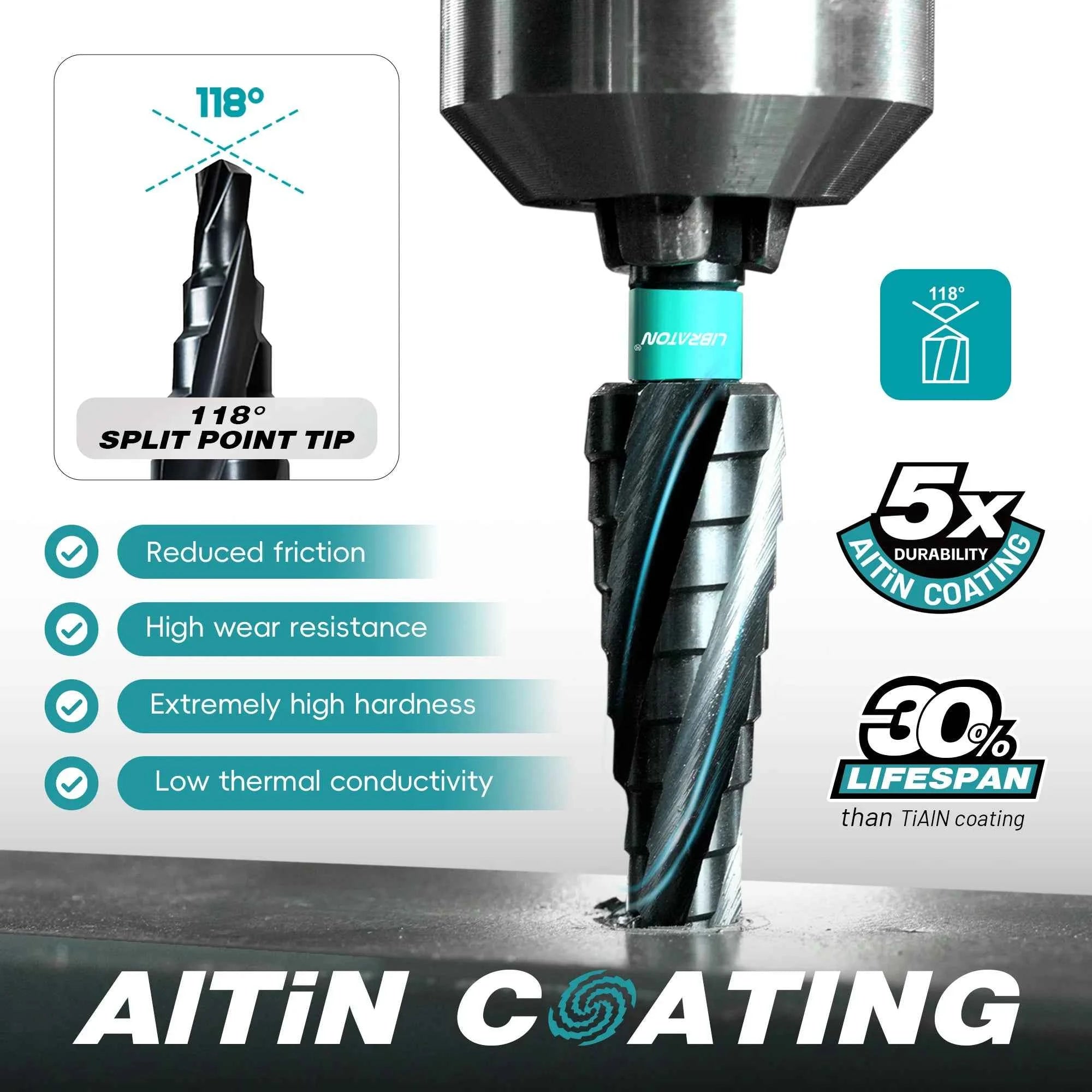 3 PCs Professional Four Spiral Step Drill Bit Set & M35 Cobalt Industrial Cutter Kit