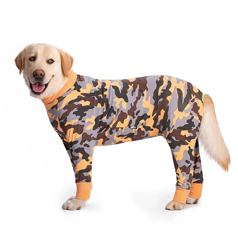 Dog Pyjama Jumpsuit for Medium & Large Dogs – Cosy Full-Cover Belly Recovery Suit (Cuttable Panel)