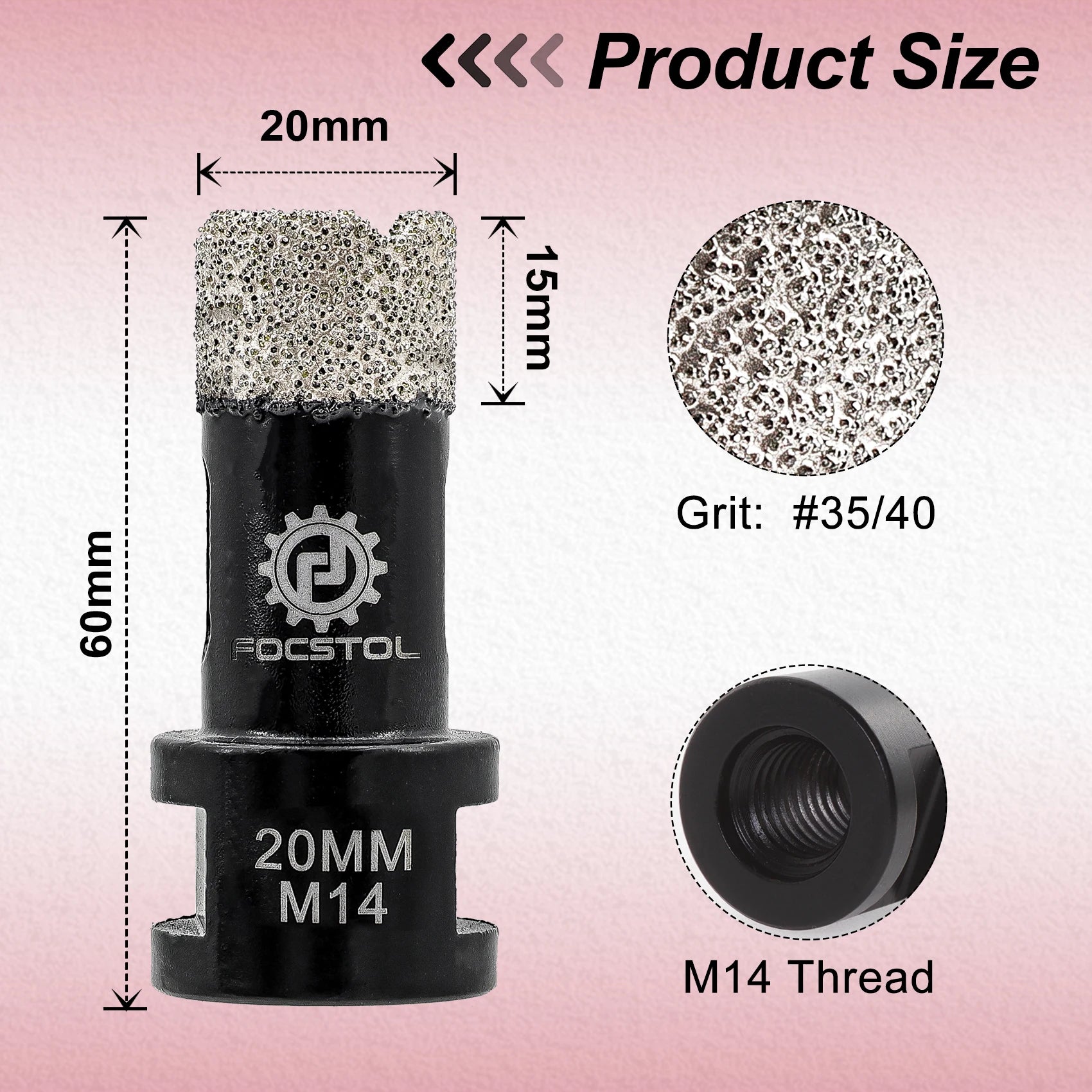 M14 Thread Diamond Core Drill Bit 6–125mm | Tile Hole Saw for Ceramic Marble Granite CE Certified