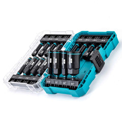 16 Piece SAE Magnetic & Deep Nut Driver Set – Chrome Vanadium Steel with Toolbox for Impact Drill, Car Repair & DIY