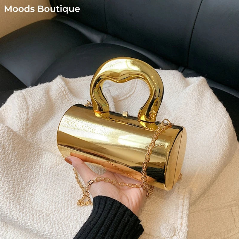 Golden Cylinder Acrylic Evening Clutch by Snagg It Purses