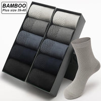 10 Pair Bamboo Business Socks, Soft, Breathable Black Crew (Sizes 39–48)